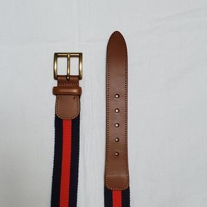 Brooks Brothers Canvas Leather Belt Stripe Size 38